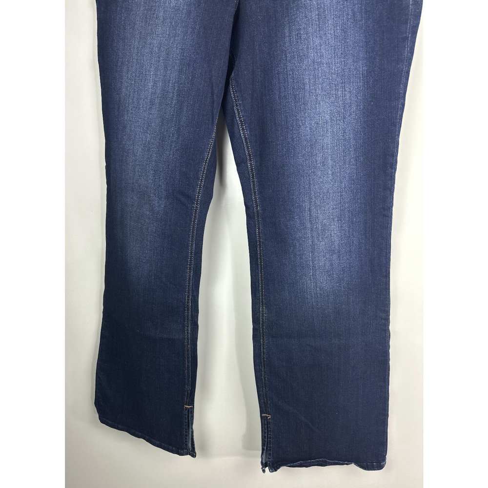 NWT JEN7 Split-Hem Slim Bootcut Jeans Dark Wash Sandblasted Stretch Plus Size 16 - Picture 13 of 14